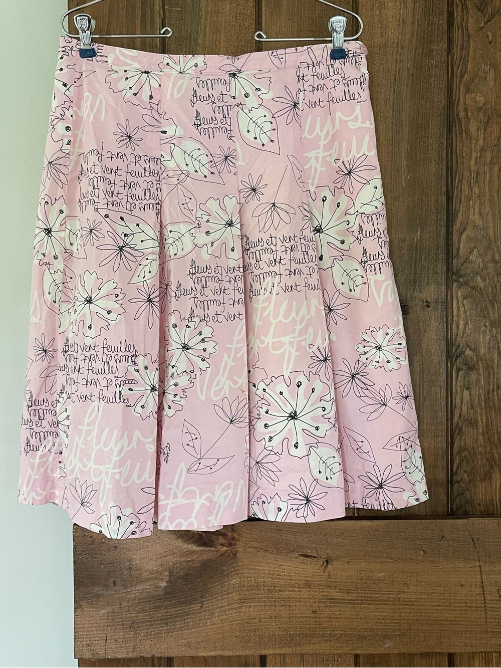 Vintage Y2K Rafaella French Script Floral Line Pleated Skirt Artsy Whimsical 10